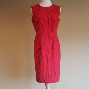 Calvin Klein red ruffled dress sz6